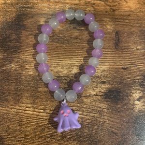 NEW HANDMADE GLASS BEAD BRACELET WITH GHOST CHARM